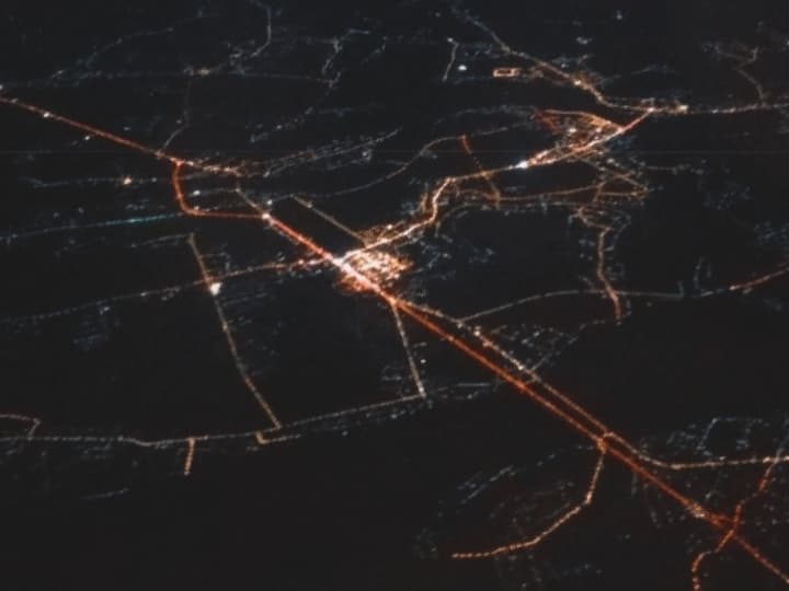Ночной Бангкок из иллюминатора самолёта